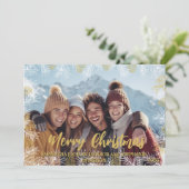 Rood Goud Wit Moderne Botanische Foto Kerstmis Feestdagenkaart (Staand voorkant)