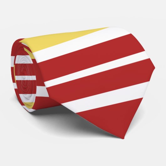 Rood, goud, wit Stropdas van de Controle van het R (Opgerold)