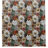 Rood goud witte bloemen douchegordijn (Voorkant)