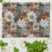 Rood goud witte bloemen theedoek (Gevouwen)