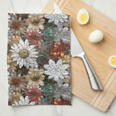 Rood goud witte bloemen theedoek (Quarter Fold)