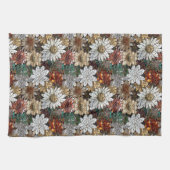 Rood goud witte bloemen theedoek (Horizontaal)