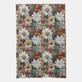 Rood goud witte bloemen theedoek (Verticaal)