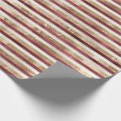Rood Goud Witte Strepen Cadeaupapier (Hoek)