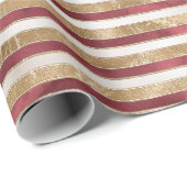 Rood Goud Witte Strepen Cadeaupapier (Rol Hoek)