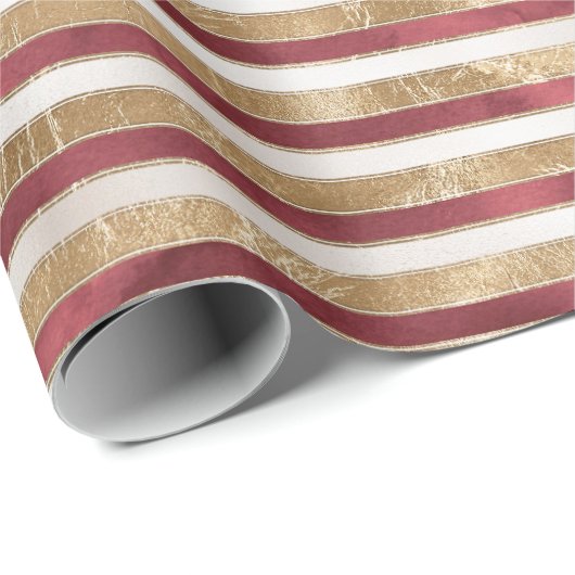 Rood Goud Witte Strepen Cadeaupapier (Rol Hoek)