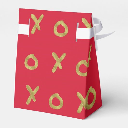 Rood & goud X O XO XO's Trendy Cute Bedankdoosjes (Achterkant)