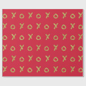 Rood & Goud X O XO XO's Trendy Cute Cadeaupapier (Vlak)