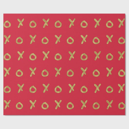 Rood & Goud X O XO XO's Trendy Cute Cadeaupapier (Vlak)