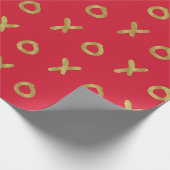 Rood & Goud X O XO XO's Trendy Cute Cadeaupapier (Hoek)