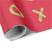 Rood & Goud X O XO XO's Trendy Cute Cadeaupapier (Rol Hoek)