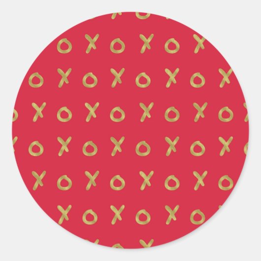 Rood & goud X O XO XO's Trendy Cute Ronde Sticker (Voorkant)