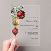 Rood goud zaken bevroren kerstfeest acryl uitnodigingen (Insitu (Draagbaar))