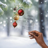 Rood goud zaken bevroren kerstfeest acryl uitnodigingen