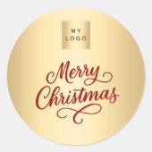 Rood goud zaken kerst ronde sticker (Voorkant)
