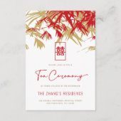 Rood/Goud Zen Bamboe laat Chinese thee ceremonie Informatiekaartje (Voorkant)