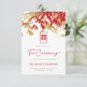 Rood/Goud Zen Bamboe laat Chinese thee ceremonie Informatiekaartje (Staand voorkant)