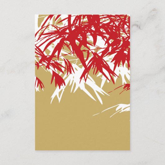 Rood/Goud Zen Bamboe laat Chinese thee ceremonie Informatiekaartje (Achterkant)