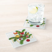 ROOD GOUD ZILVER KERSTVERSIERINGEN & BOGEN GLAZEN ONDERZETTER (Schuin)