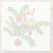 ROOD GOUD ZILVER KERSTVERSIERINGEN & BOGEN GLAZEN ONDERZETTER (Achterkant)