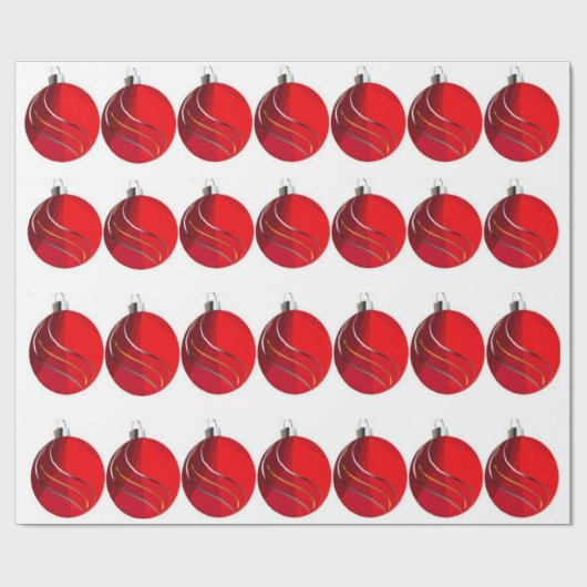 Rood, goud, zilveren kerstbulbons, verpakt papier (Vlak)