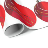 Rood, goud, zilveren kerstbulbons, verpakt papier (Rol Hoek)