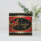 Rood Goud Zoete Zestien Maskerade Kaart (Staand voorkant)