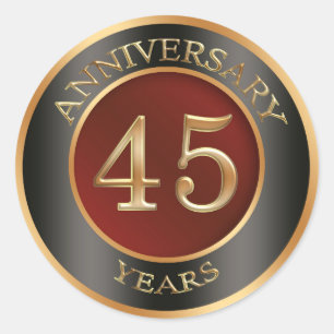 Rood, goud, zwart 45e bruiloft Jubileum Sticker