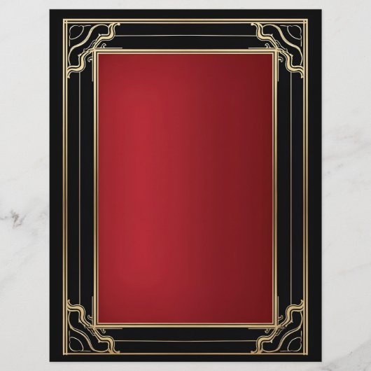 Rood Goud Zwart Art Deco Luxe Briefhoofd (Voorkant)