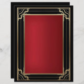 Rood Goud Zwart Art Deco Luxe Briefhoofd (Voorkant / Achterkant)