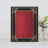 Rood Goud Zwart Art Deco Luxe Briefhoofd (Staand voorkant)