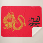 Rood, Goud & Zwart Chinees Draak Zodiac | Sherpa Deken (Voorkant (horizontaal))
