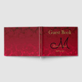 Rood Goud Zwart Kerst Winter Bruiloft Monogram Gastenboek (Volledig)