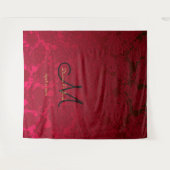 Rood Goud Zwart Kerst Winter Bruiloft Monogram Wandkleed (Voorkant (horizontaal))