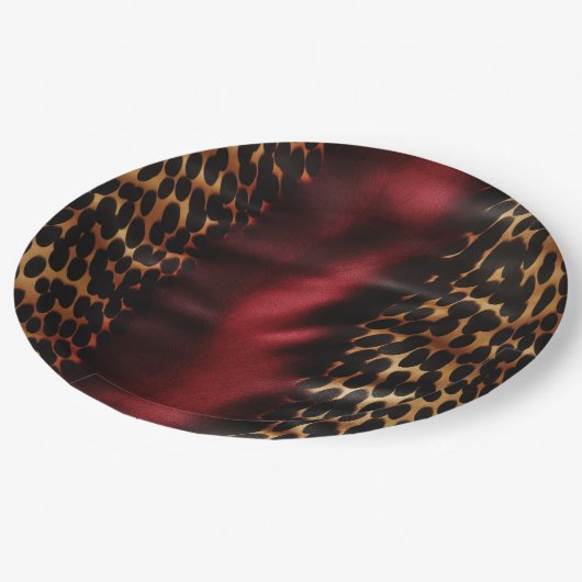 Rood Goud Zwart Koeienhuid Papieren Bordje (Gekanteld)