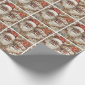 Rood & Goud - Zwart Rococo Kerstman Cadeaupapier (Hoek)
