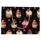 Rood Goud Zwart Roze Cupcakes Cherry Verjaardag Groot Cadeauzakje (Achterkant)