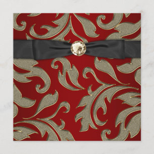 Rood Goud Zwart Stropdas Zwart Party Uitnodiging