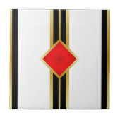 Rood Goud Zwarte Strepen Tegeltje (Voorkant)