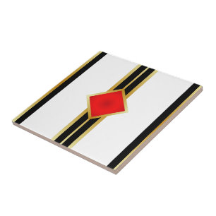 Rood Goud Zwarte Strepen Tegeltje