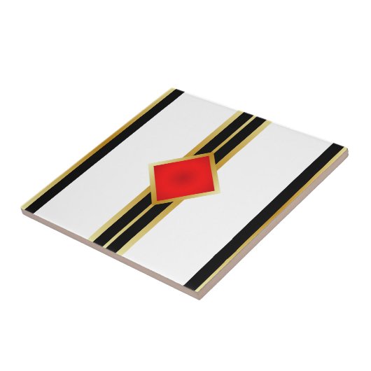 Rood Goud Zwarte Strepen Tegeltje (Zijkant)