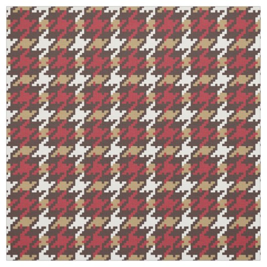  rood goudbruin houndstooth plaid patroon stof (Swatch)