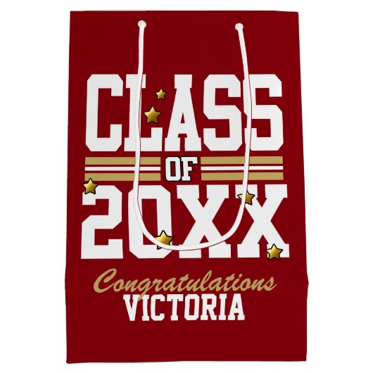 Rood|Goudcursusjaar Medium Cadeauzakje (Achterkant)