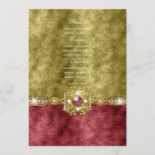 Rood gouddamptasje menu (Achterkant)