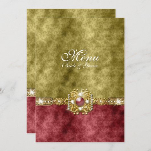 Rood gouddamptasje menu (Voorkant / Achterkant)