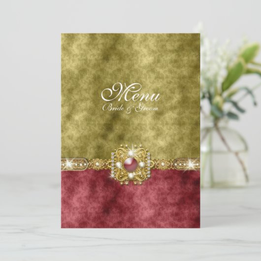 Rood gouddamptasje menu (Staand voorkant)