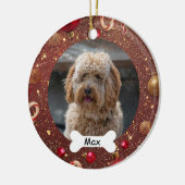 Rood Gouden Aangepaste Huisdier Puppies Hond Foto Keramisch Ornament (Links)