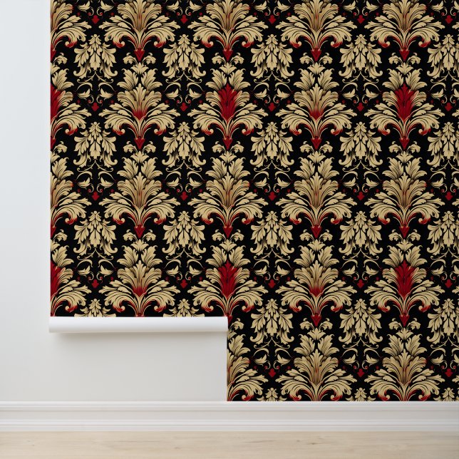 Rood gouden Abstract patroon Behang (Applicatie)