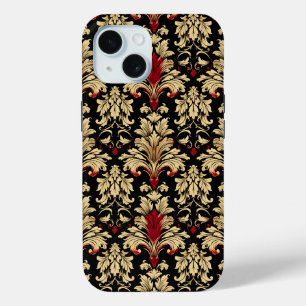 Rood gouden Abstract patroon iPhone 15 Case