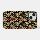 Rood gouden Abstract patroon iPhone 15 Case (Achterkant horizontaal)